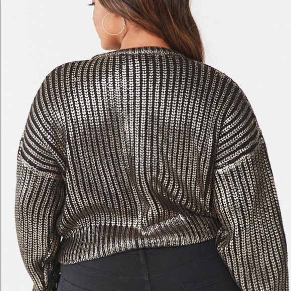 Plus Size Metallic Ribbed Sweater - Picture 2 of 4